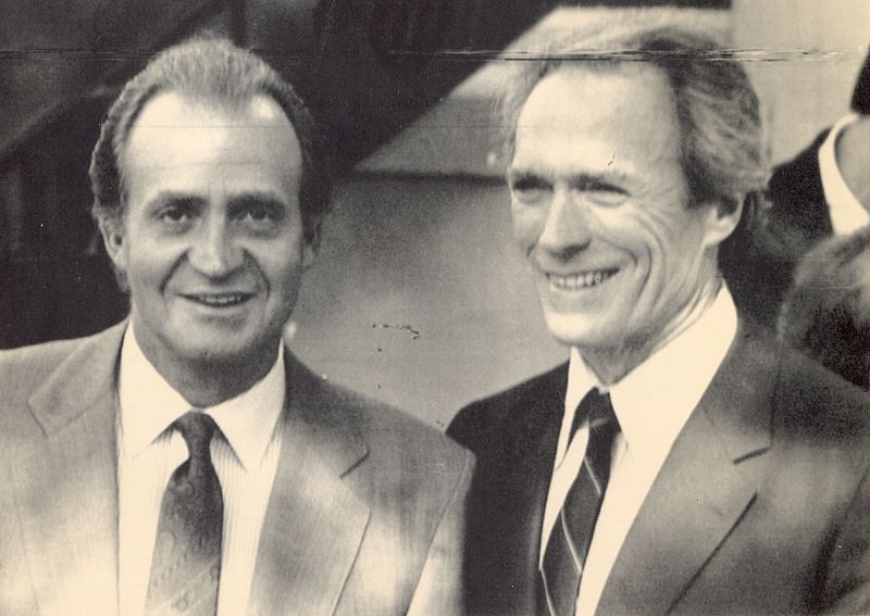 Don Juan Carlos, con el actor estadounidense Clint Eastwood en 1987.