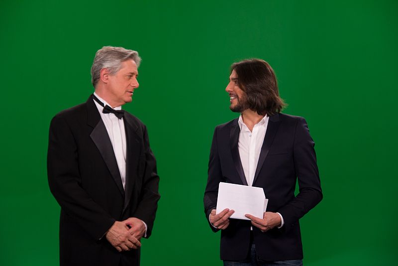 Josema Yuste y Joaquín Cortés hablan antes de empezar la grabación en los estudios ideal de Barcelona