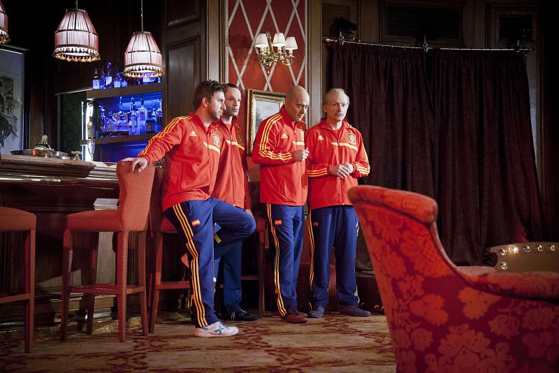 Jordi Ríos (Sergio Ramos), Blai Rodríguez (Andrés Iniesta), David Olivares (Pepe Reina) y Javi Jiménez (Del Bosque)