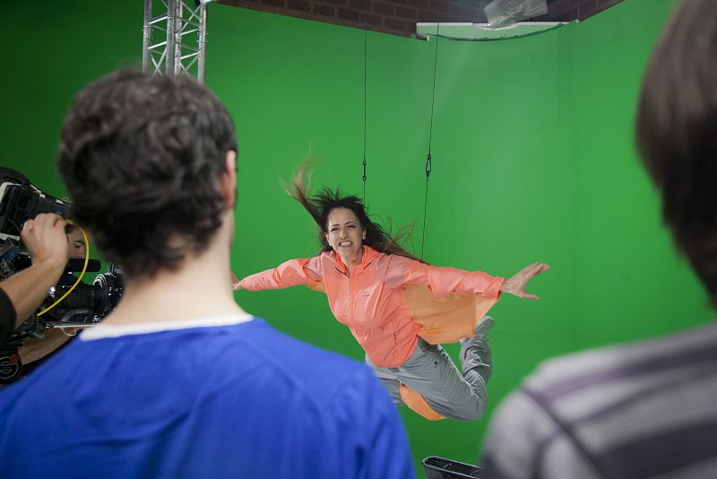 Yolanda Ramos en las pruebas antes de grabar haciendo de "Iva"