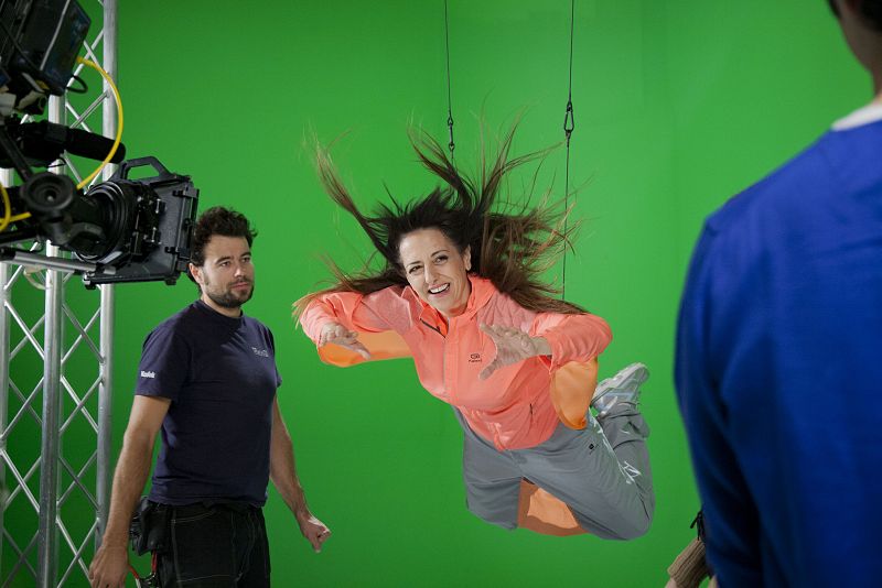 Yolanda Ramos en las pruebas antes de grabar haciendo de "Iva"