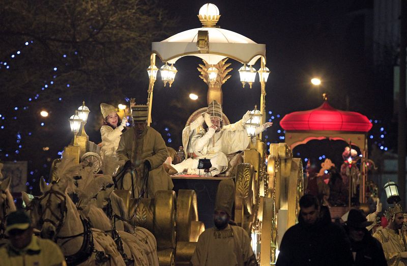 Una de las carrozas de la cabalgata de Reyes en Madrid