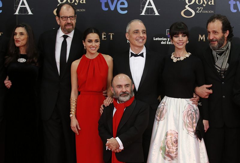 Pablo Berger, Maribel Verdú, Macarena García y el resto de la expedición de 'Blancanieves', la gran triunfadora de esta edición de los Goya con diez 'cabezones'.