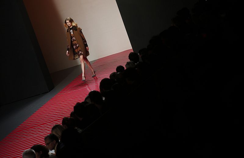 A model presents a creation from Ailanto's Fall/Winter 2013 collection during the Mercedes-Benz Fashion Week in Madrid