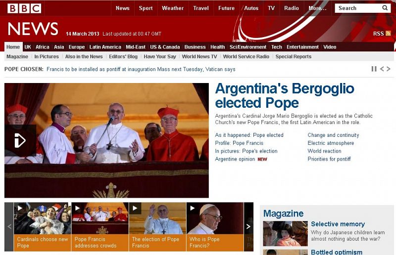 ELECCIÓN JORGE BERGOGLIO NUEVO PAPA FRANCISCO I