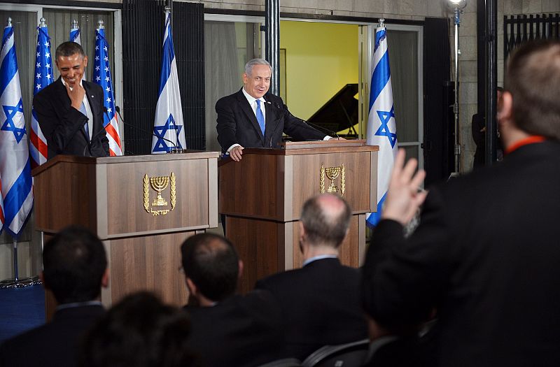 Obama y Netanyahu durante la rueda de prensa tras su entrevista