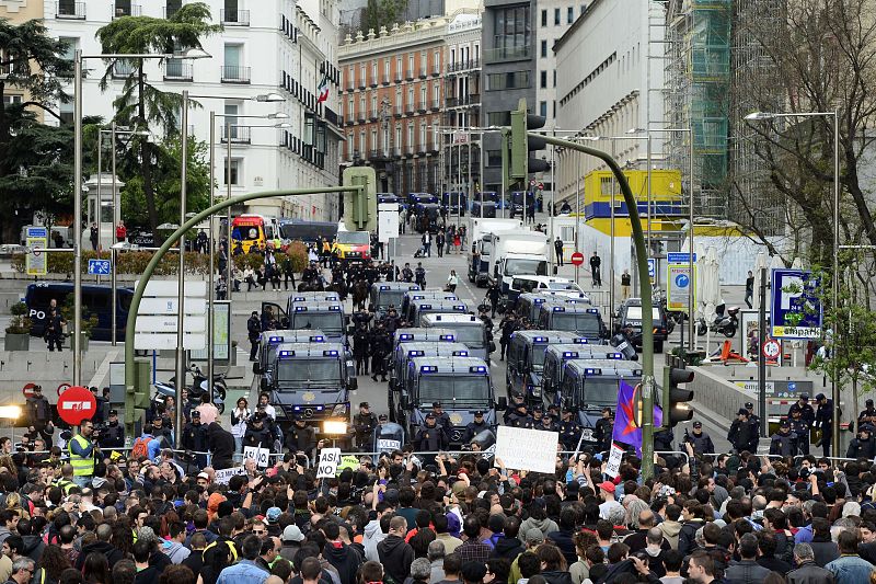 Los accesos al Congreso de los Diputados han estado cortados desde primera hora de la tarde