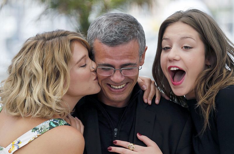 Director Abdellatif Kechiche and cast members pose during a photocall for the film "La Vie D'Adele" at the 66th Cannes Film Festival