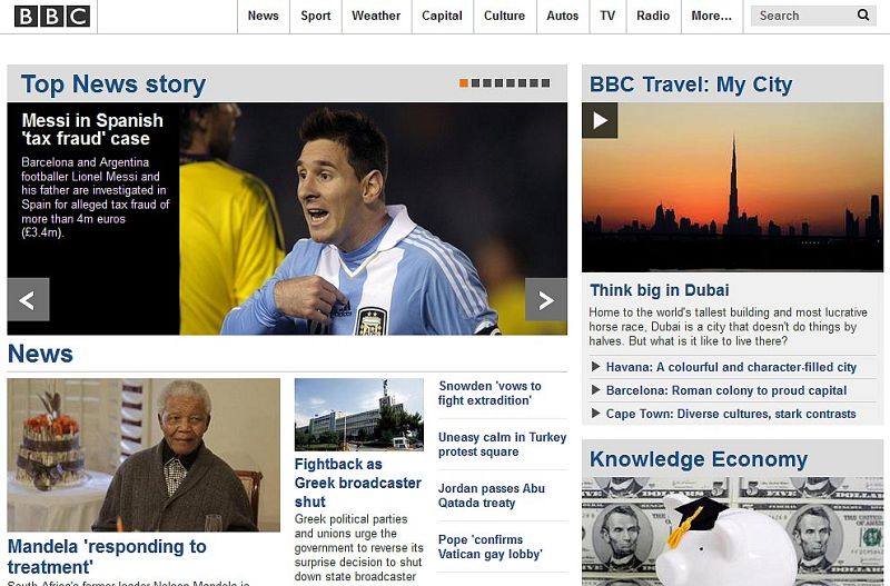 La página web de la BBC británica abre con la acusación sobre el mejor jugador del mundo.