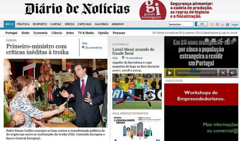 Messi es protagonista no solo en los medios deportivos portugueses, también en los de información general.