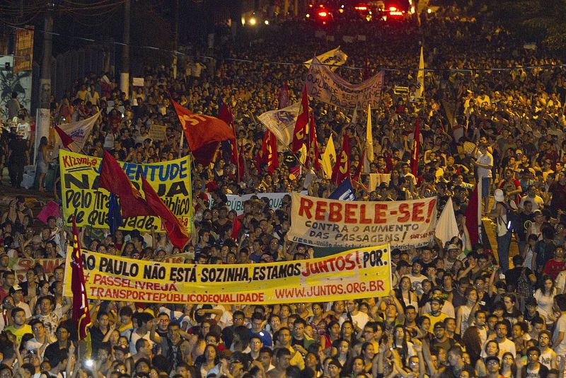 Belem ha sido otra de las ciudades donde se ha concentrado gran número de personas para protestar contra la subida de precios en el transporte público