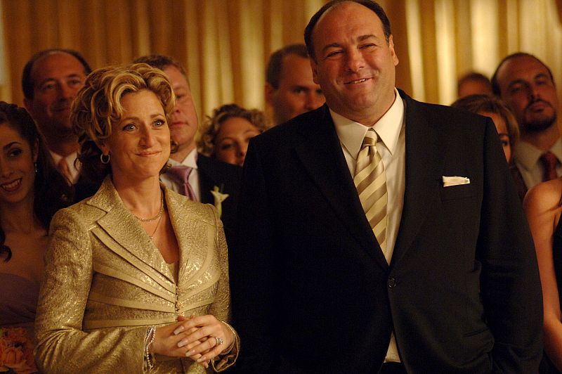 Junto a la actriz Edie Falco, que interpretaba Carmela, la mujer de Tony Soprano.