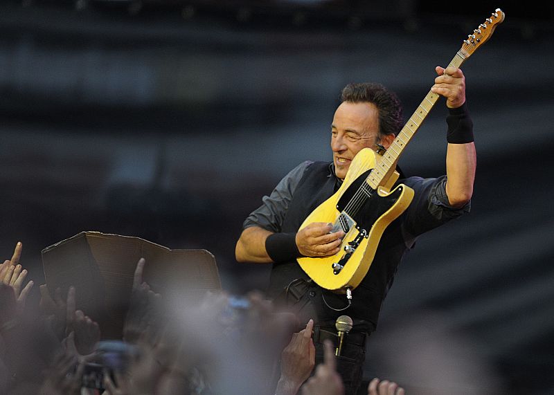 Singer Bruce Springsteen and the E-street band perform during their concert at Molinon Stadium in Gijon