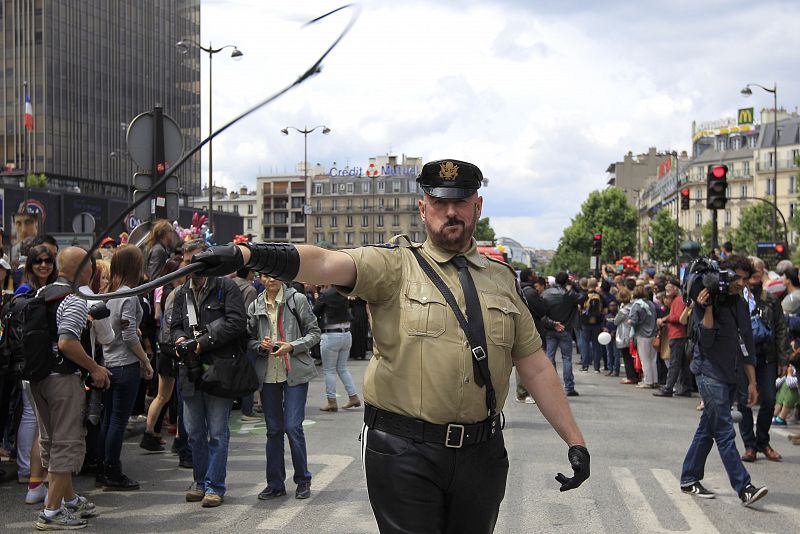 A participant attends the first Gay Pride march Marche des Fiertes since a French law permitting gay and lesbian marriage was passed in Paris