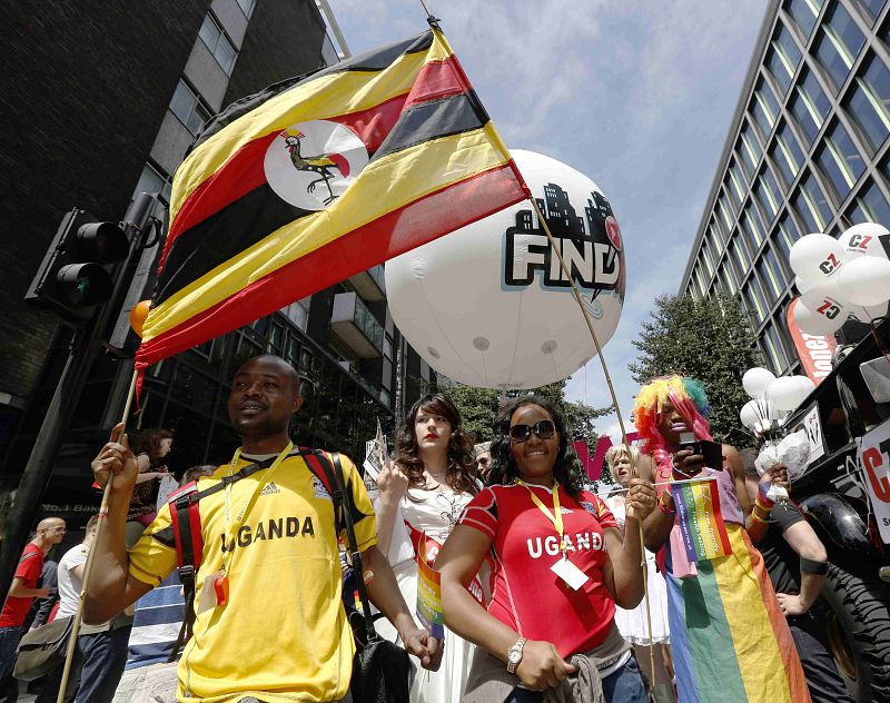 Participants from Uganda participate in the annual Pride London parade