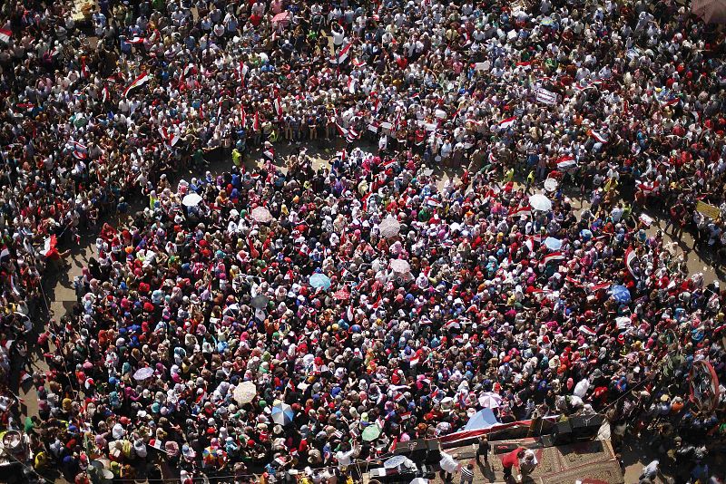 Vista de la plaza Tahrir, donde los opositores a Morsi se han dado cita