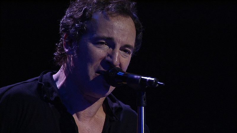 Primer plano de Bruce Springsteen en un concierto