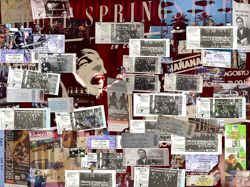 Collage de entradas de conciertos de Bruce Springsteen