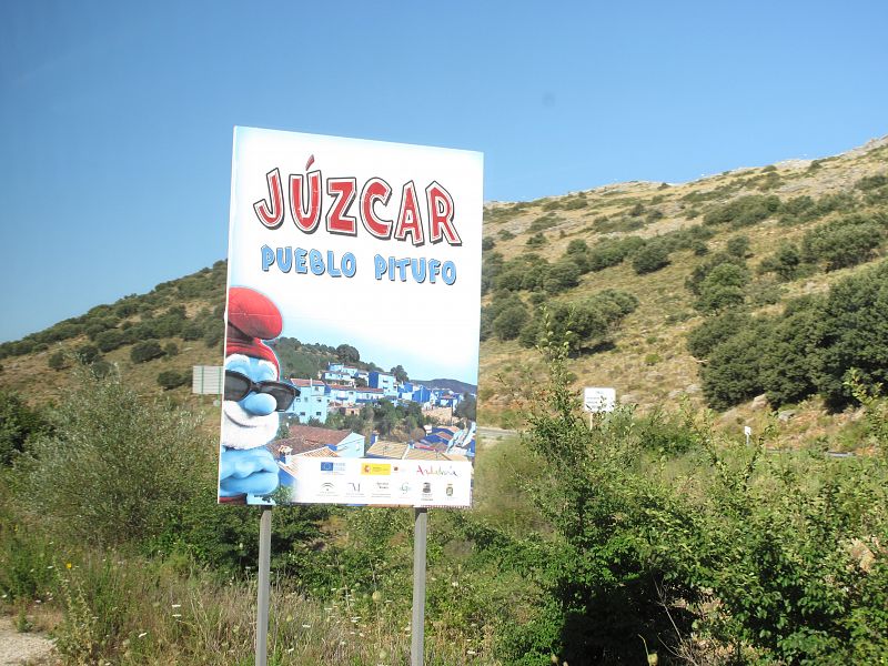 Cartel de Júzcar, el pueblo Pitufo