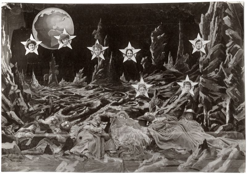 Voyage dans la Lune [Viaje a la Luna], 1902. 12º cuadro: el sueño (A la izquierda, Georges Méliès).