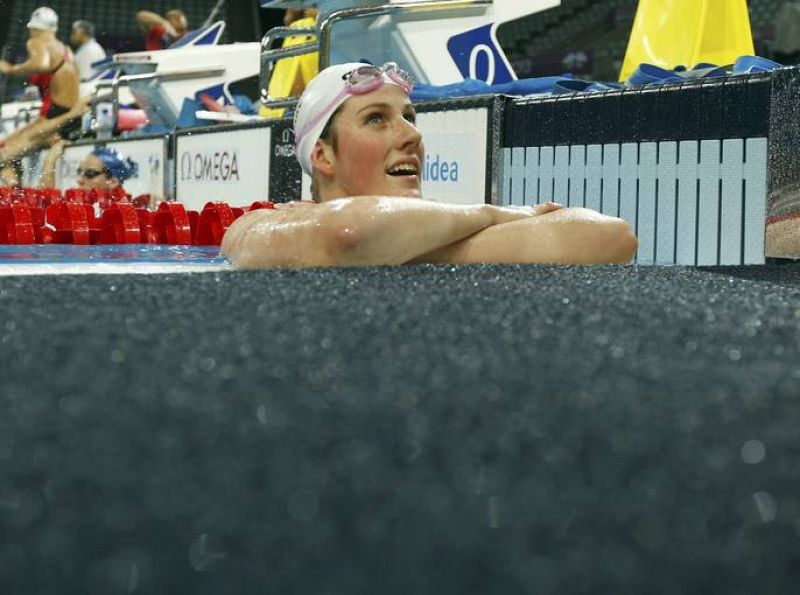 La estadounidense Missy Franklin durante los entrenamientos. 