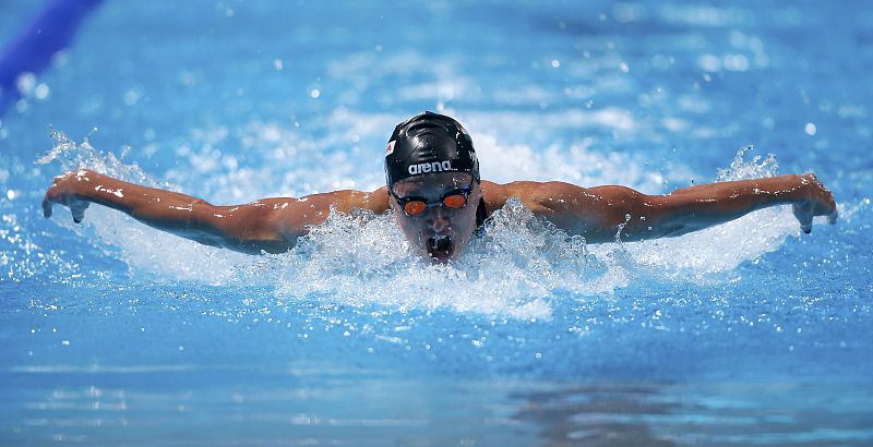 La nadadora de Hungría Katinka Hosszu durante la eliminatoria de 200m Mariposa femeninos.