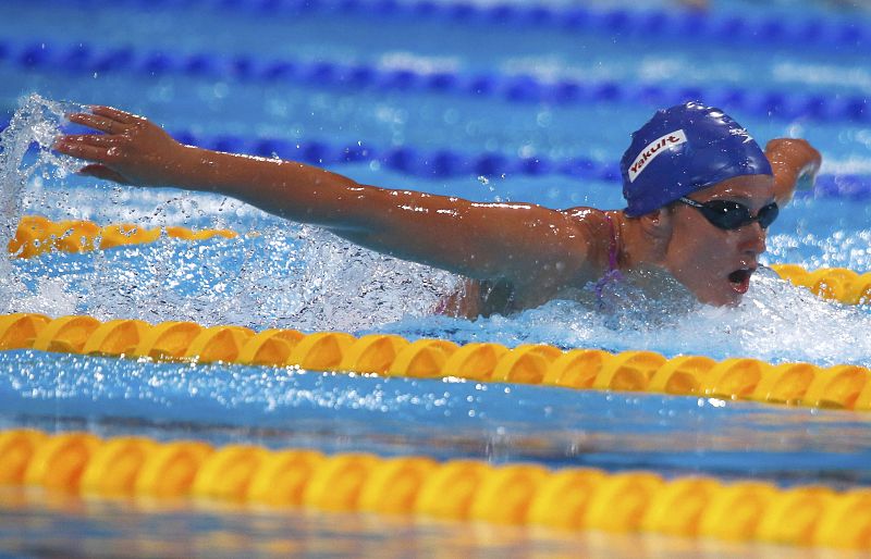 La nadadora de España Mireia Belmonte Garcia durante la eliminatoria de 200m Mariposa femeninos de los Campeonatos del Mundo de Natación.