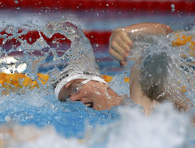 McLean of the U.S. swims in the men's 4x200m freestyle heats during the World Swimming Championships in Barcelona