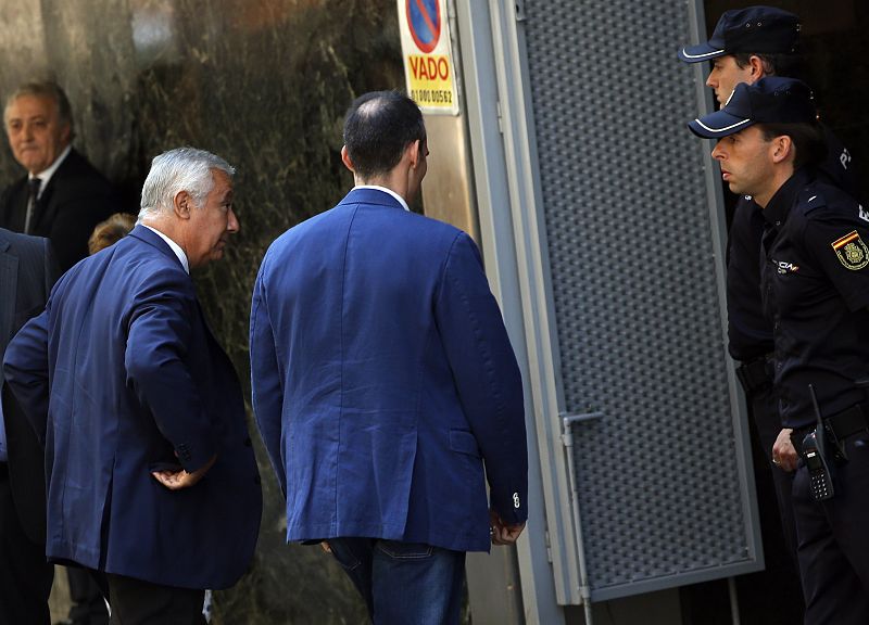 Arenas, former secretary-general of the ruling People's Party, arrives at the High Court in Madrid