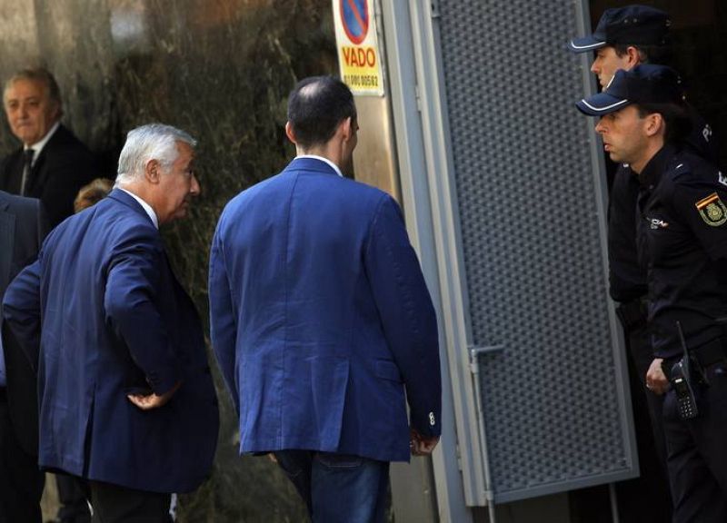 Arenas, former secretary-general of the ruling People's Party, arrives at the High Court in Madrid