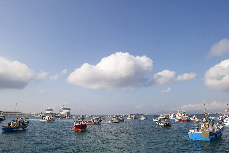 La bahía de Algeciras ha sido testigo de la protesta de los pescadores contra Gibraltar