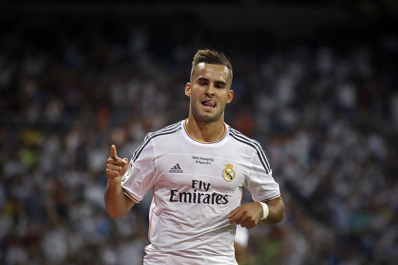 El jugador del Real Madrid Jesé celebra uno de sus goles ante el Al Sadd