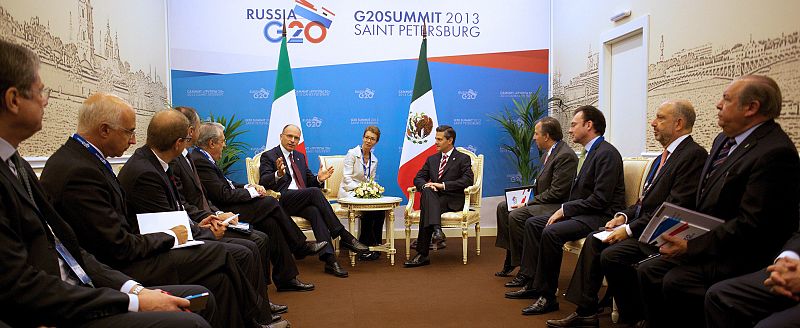 El presidente de México, Enrique Peña Nieto, durante una reunión bilateral con el primer ministro de Italia, Enrico Letta.