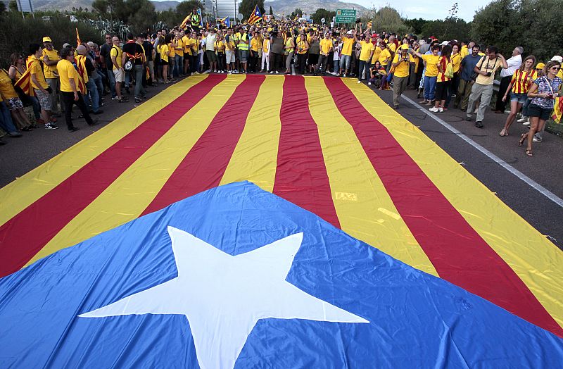 Las camisetas amarillas y las banderas han protagonizado este acto convocado por la Asamblea Nacional de Cataluña.