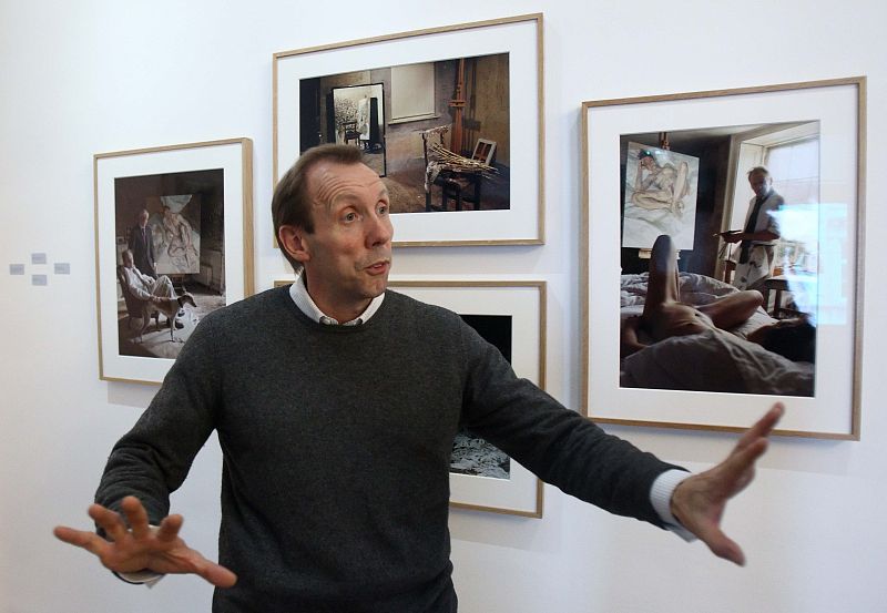 Dawson assistant to British painter Freud talks during an interview at Sigmund Freud museum in Vienna