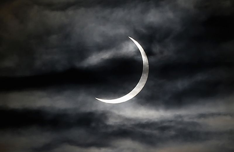 A partially eclipsed sun is seen from Juba