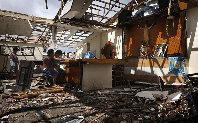 Capilla destruida en Tanauan, en la isla de Leyte