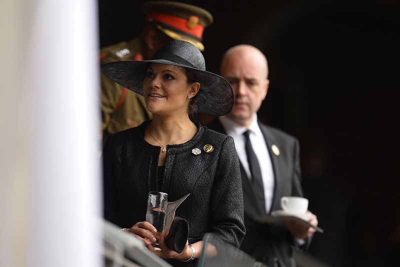 La princesa de Suecia Victoria en la tribuna VIP durante el funeral de Nelson Mandela