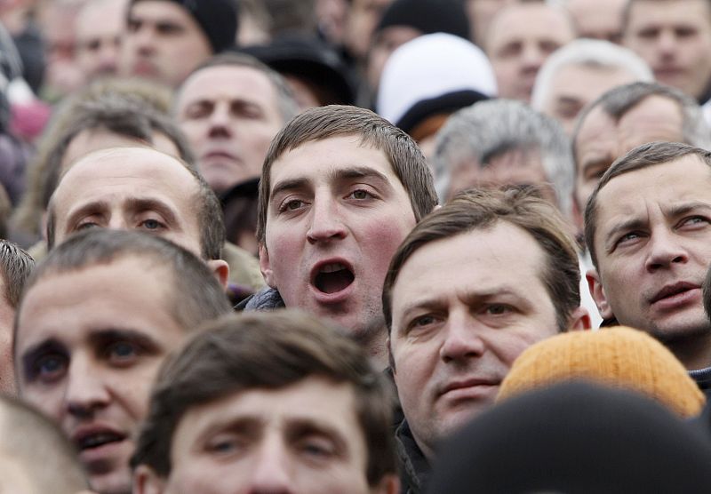 Pro-European intergration protesters gather for mass rally at Independence Square in Kiev