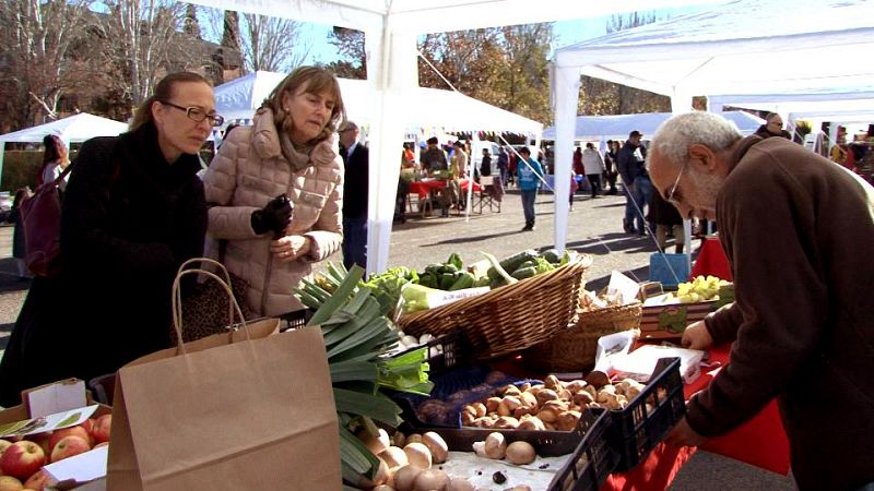 Un mercadillo ecológico de verduras