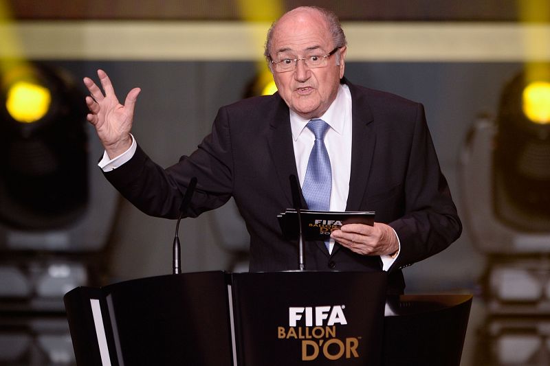 Sepp Blatter presidente de la FIFA durante la ceremonio del Balón de Oro 2013 en n Zurich on January 13, 2014.