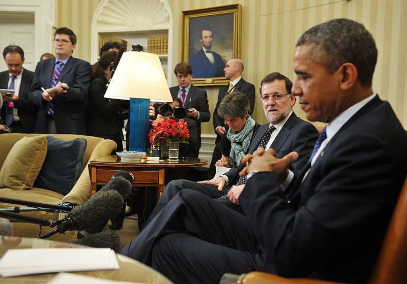 En su entrevista en el Despacho Oval, Obama y Rajoy han estado acompañados de sus principales asesores.