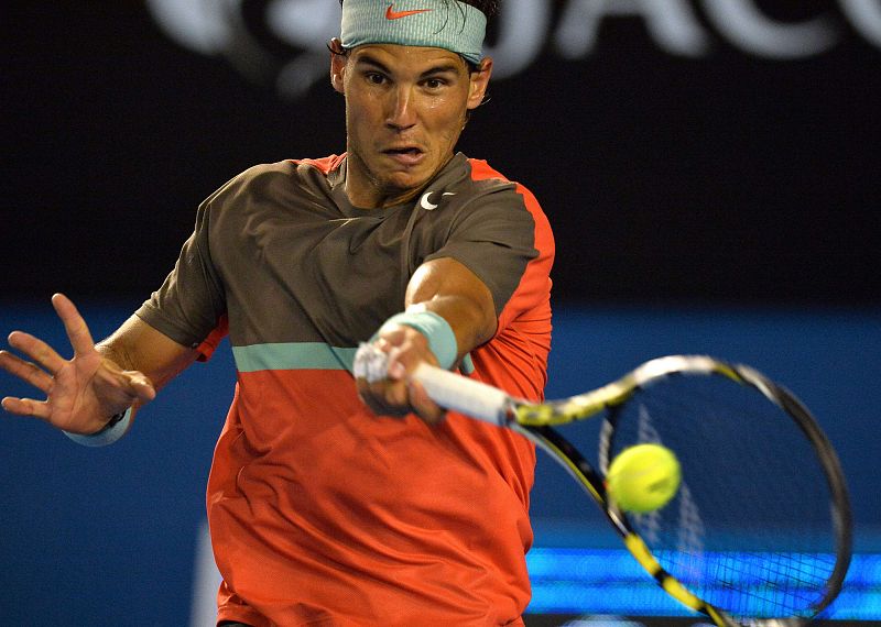 Nadal en un momento del partido ante Federer