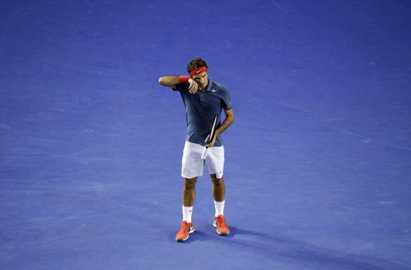 Roger Federer durante el partido ante Nadal