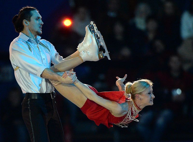 La pareja rusa de patinadores Tatiana Volosozhar y Maxim Trankov