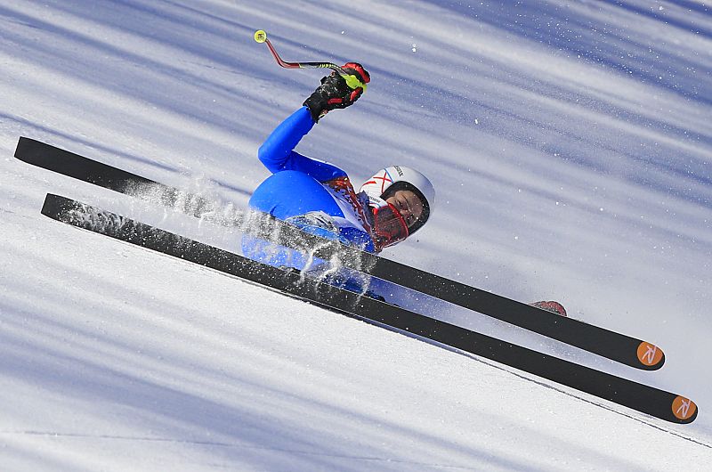 Federica Brignone, en el entrenamiento del descenso de esquí alpino.