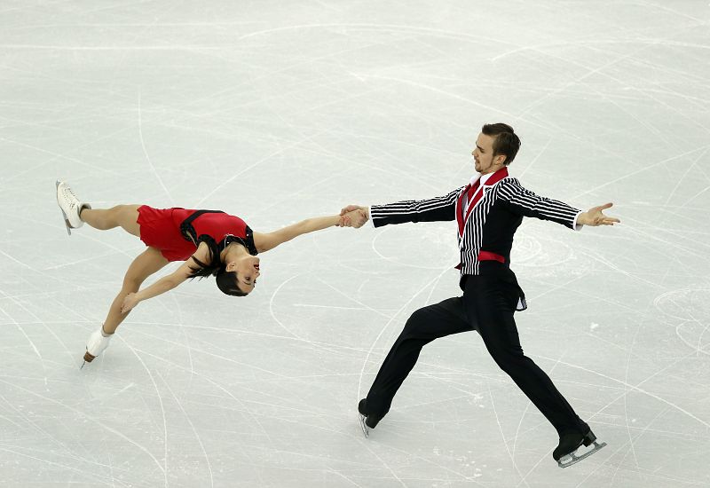 La pareja rusa de patinadores Tatiana Volosozhar y Maxim Trankov