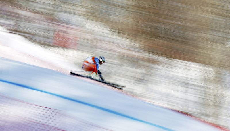Norway's Aksel Lund Svindal competes in the downhill run of the men's alpine skiing super combined event at the 2014 Sochi Winter Olympics