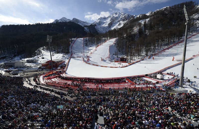 Panorámica de la zona de llegada en Centro de esquí alpino Rosa Khutor de Sochi