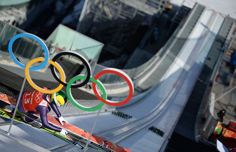 El polaco Adam Cieslar, en la combinada nórdica.